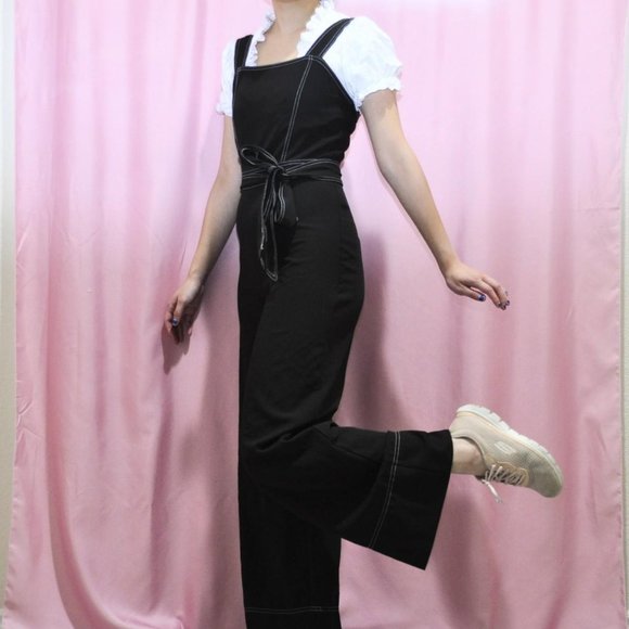 Forever 21 Black & White Contrast Stitching Jumpsuit (Small) - Picture 1 of 3